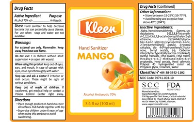 Kleen Hand Sanitizer Mango Label 100ml (Kleen Mango 100ml)